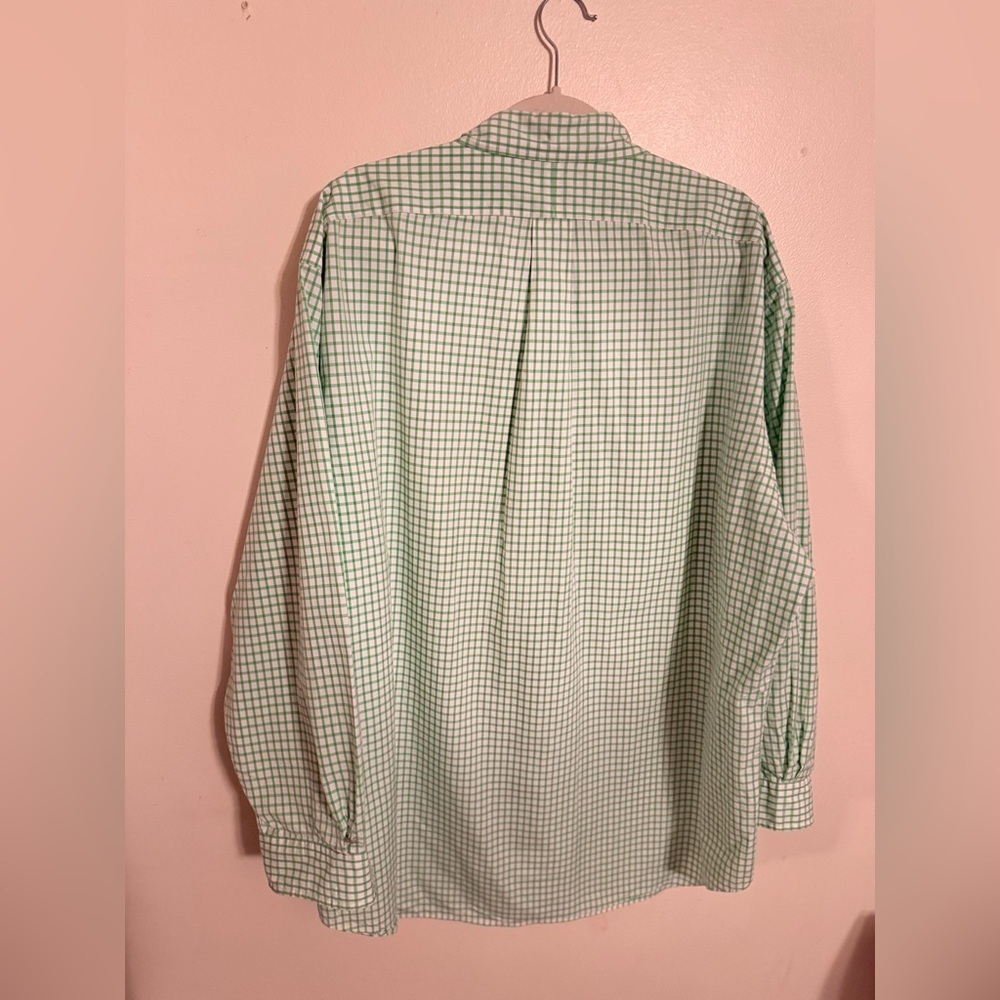 Ralph Lauren Classic Fit Green White Check Button-Down Shirt Men’s Size 18 34-35 - Picture 3 of 7